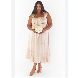 Show me your mumu Clair midi dress in champagne satin